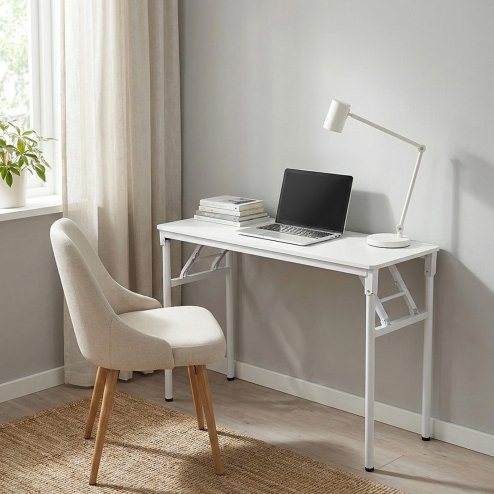 Living and Home Folding Office Desk Foldable Writing Table-White, 80x40cm