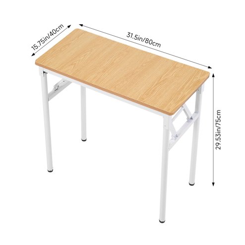 Living and Home Folding Office Desk Foldable Writing Table-Wood Color, 80x40cm