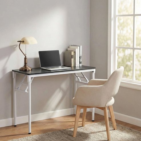 Living and Home Folding Office Desk Foldable Writing Table-Black, 100x40cm