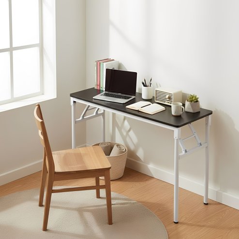 Living and Home Folding Office Desk Foldable Writing Table-Black, 100x40cm