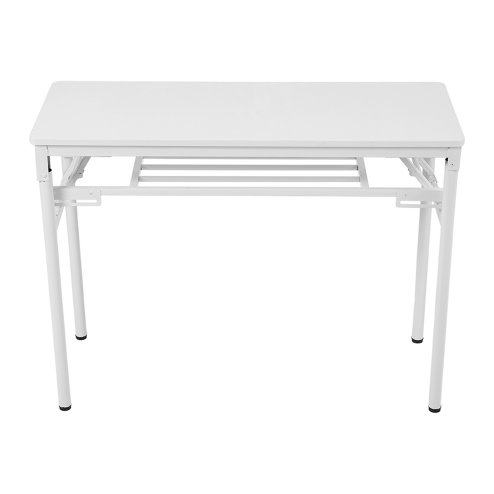 Living and Home 2-Tier Folding Office Desk Foldable Writing Table-White, 100x40cm