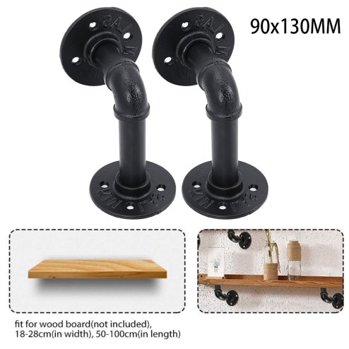 2-Pack Industrial Style Iron Pipe Shelf Brackets
