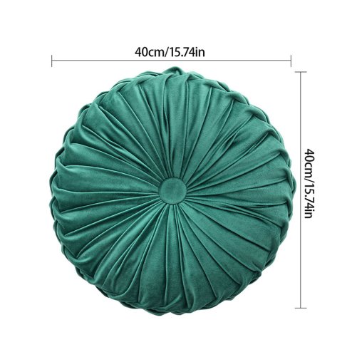 Round Pleated Pumpkin Velvet Cushion Green 40cm