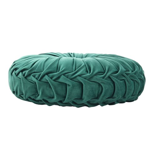 Round Pleated Pumpkin Velvet Cushion Green 40cm