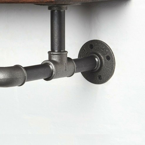 Wall Mounted Storage Shelf with Metal Pipe Towel Rack