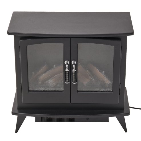  Freestanding Electric Fireplace Heater with Realistic Flame - 2000W, 40m2 Coverage, Adjustable Flame Color/Brightness, 1-9h Timer, Quiet & Safe