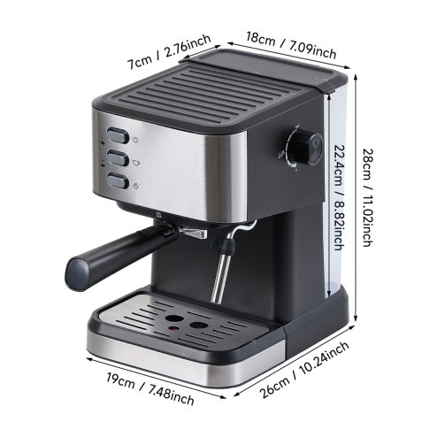 1.5L Espresso Machine with Milk Frother