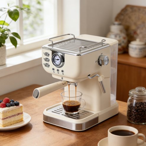 Retro Coffee Espresso Machine with Latte Milk Frother