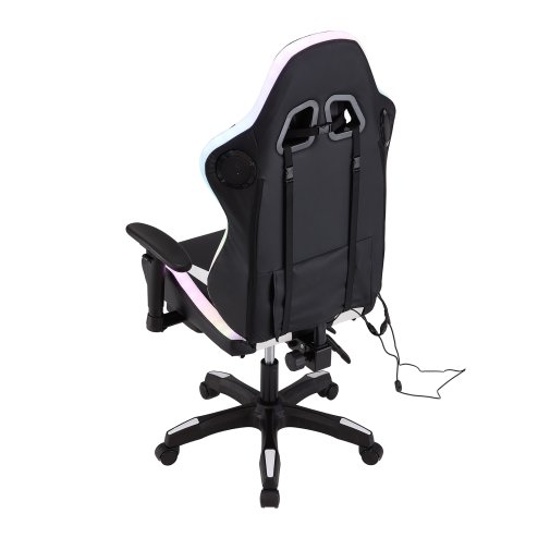 Living and Home Black White Ergonomic Gaming Chair with RGB Light & Massage Lumbar