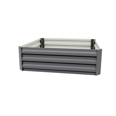 100cm W Square Galvanised Steel Raised Garden Bed Seedbed Planter Box, Grey