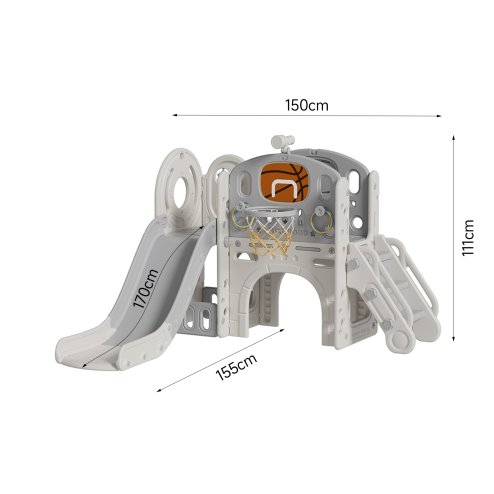 Toddler Slide and Climber Playset with Basketball Hoop and Telescope