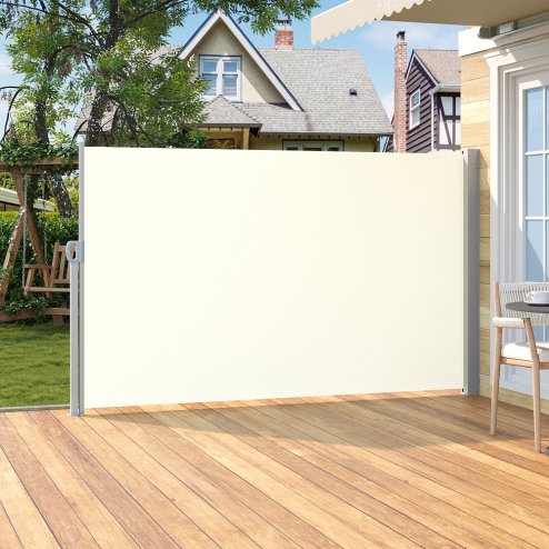 300cm L x 180cm W Outdoor Retractable Privacy Side Awning, Beige