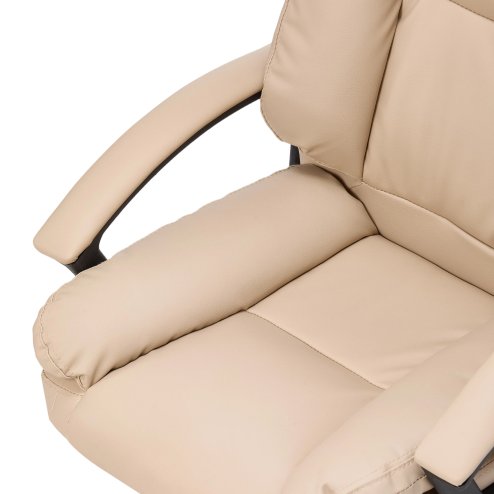 Living and Home Cream PVC Leather Reclining Office Chair, Height Adjustable Swivel Desk Chair with 105° Rocking Function