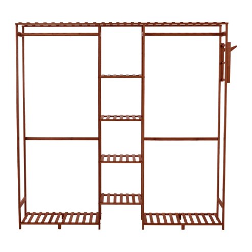 Wooden Clothes Rack Cabinet with Hooks