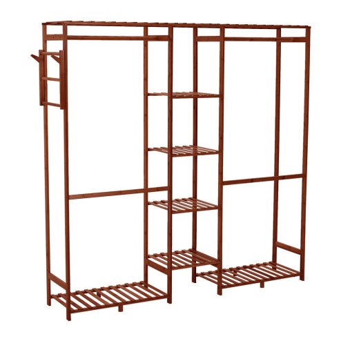 Wooden Clothes Rack Cabinet with Hooks
