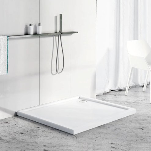 100x80×4cm Wetroom Rectangular Tray, White