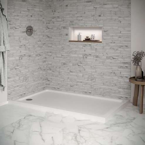 100x80×4cm Wetroom Rectangular Tray, White