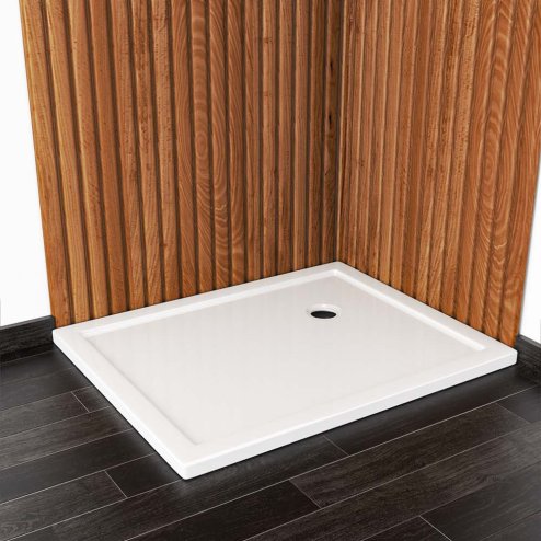100x80×4cm Wetroom Rectangular Tray, White