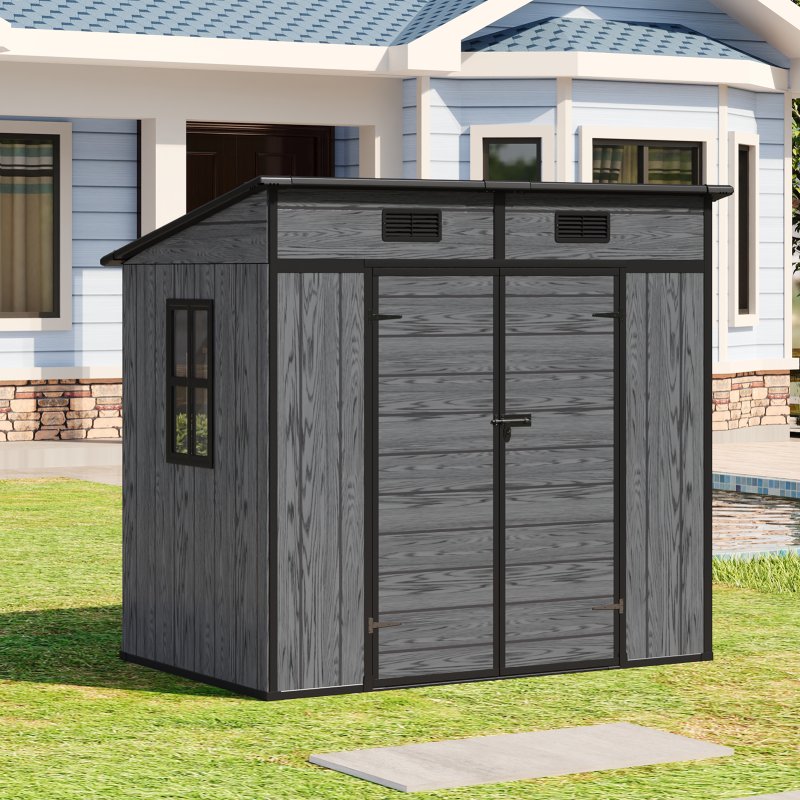 6.3x4FT Outdoor Plastic Garden Storage Shed