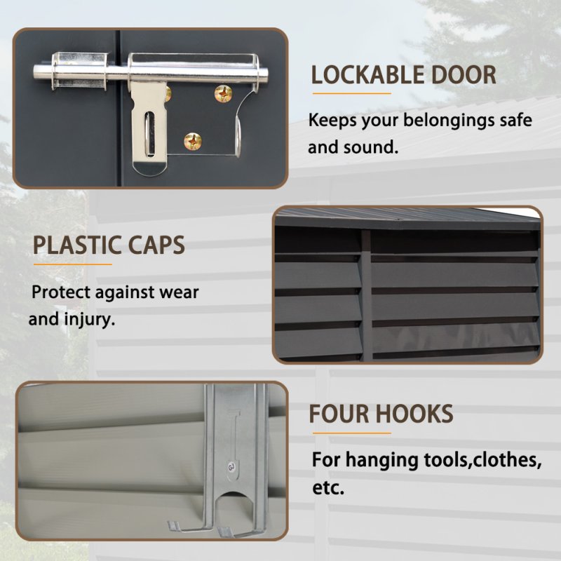 Living and Home 8.8 x 4.7ft Garden Shed Outdoor Steel Tool Storage Shed