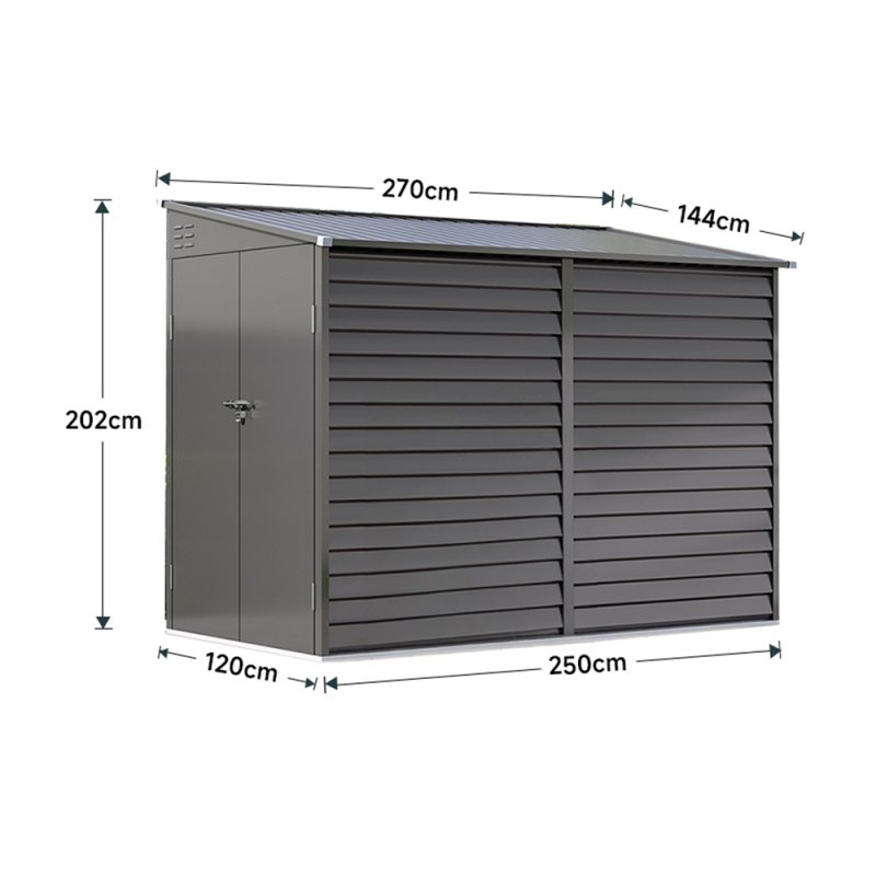 Living and Home 8.8 x 4.7ft Garden Shed Outdoor Steel Tool Storage Shed