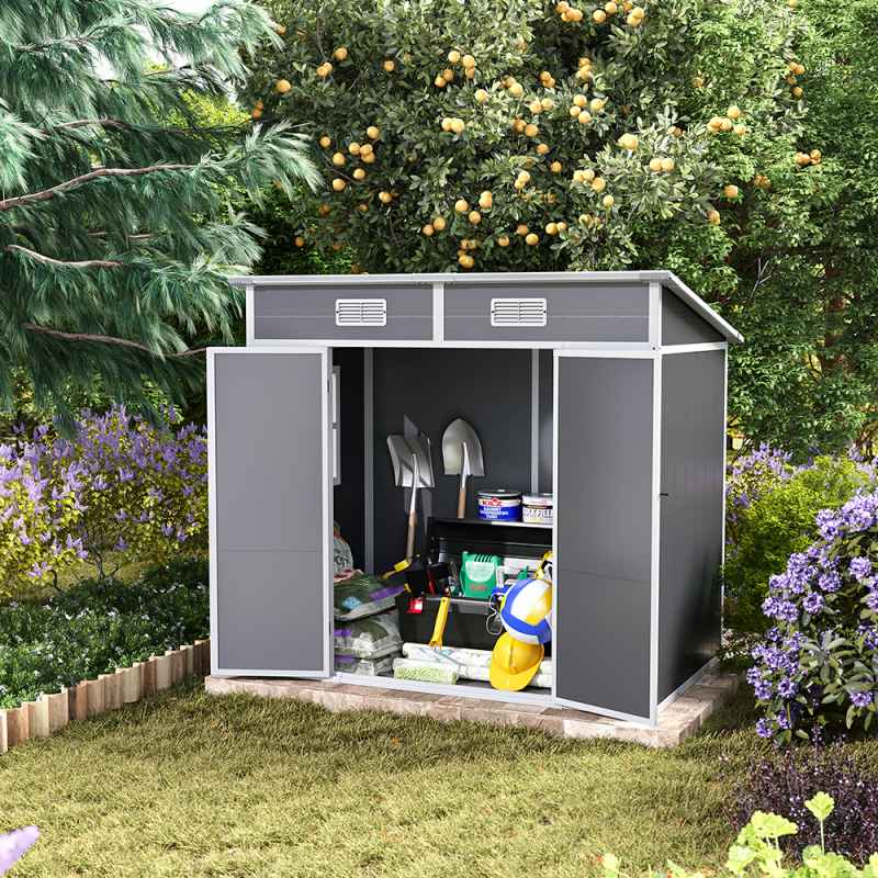 Living and Home 6x4FT Outdoor Plastic Garden Storage Shed