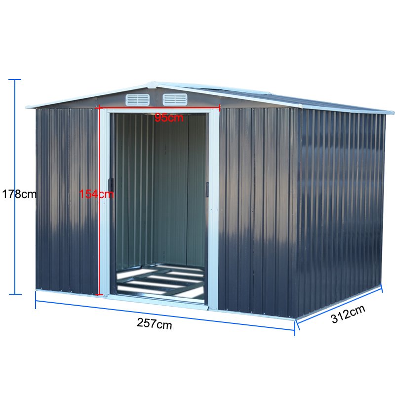 10.24 x 8.43FT Large Metal Garden Tool Storage Shed, Anthracite