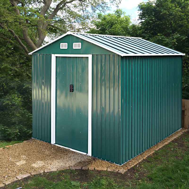 8.53 x 8.53FT Large Metal Garden Tool Storage Shed, Green