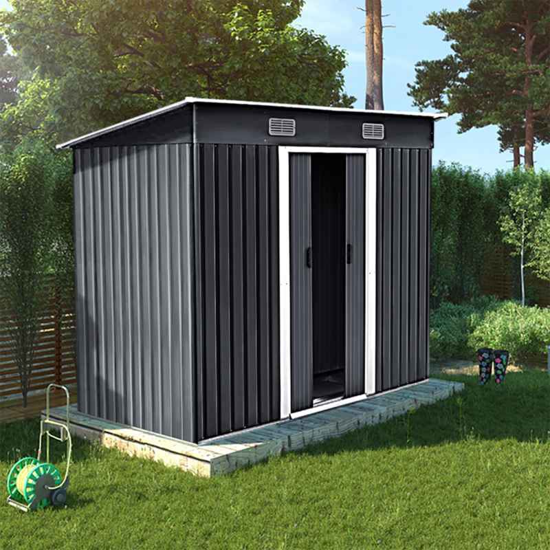 7.81 x 4.3FT Metal Storage Tool Shed for Garden Patio, Charcoal Black