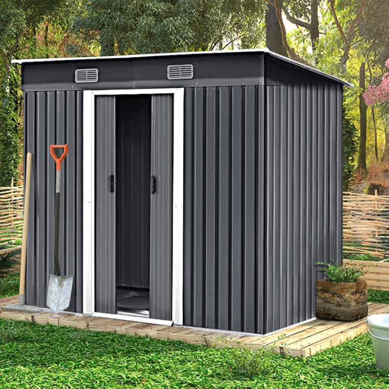 7.81 x 4.3FT Metal Storage Tool Shed for Garden Patio, Charcoal Black