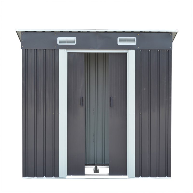 6.36 x 3.97FT Metal Garden Storage Shed with Sliding Door, Charcoal Black