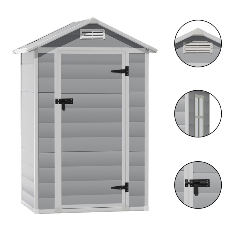 Living and Home 4.4 x 3.4FT Garden Plastic Storage Shed with Lockable Hinged Door