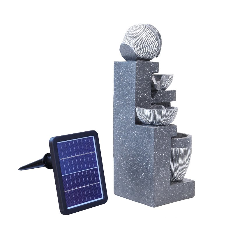 Living and Home Outdoor LED Water Fountain Rockery Decor with Pump Solar Power