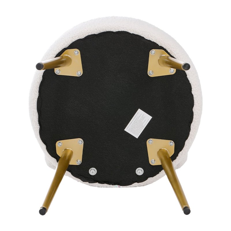 Living and Home Cream Faux Fur Vanity Stool Chair with Metal Legs