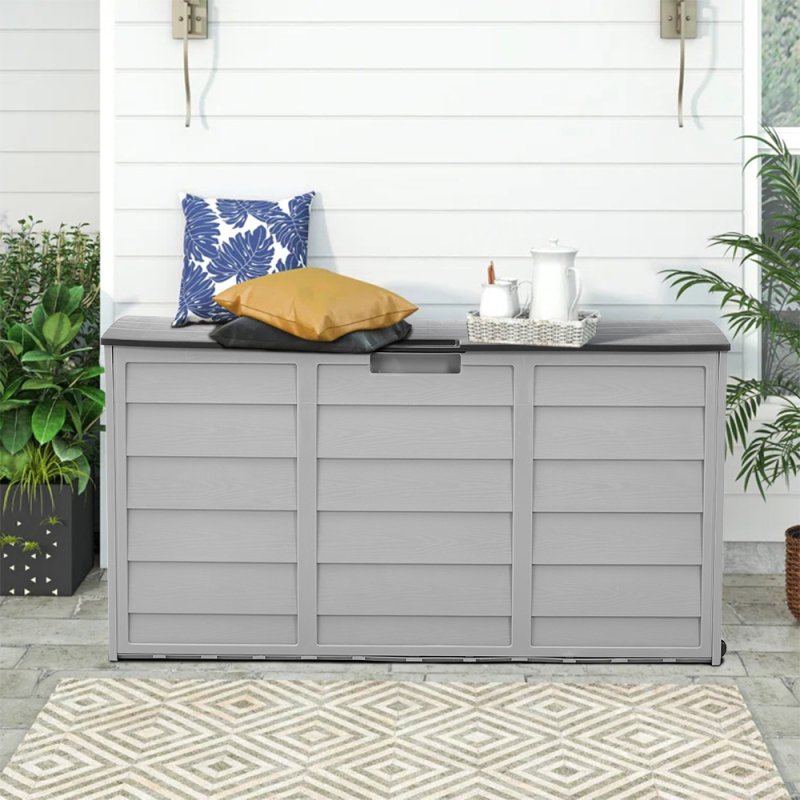 Living and Home 290L Waterproof Lockable Outdoor Storage Deck Box with Wheels