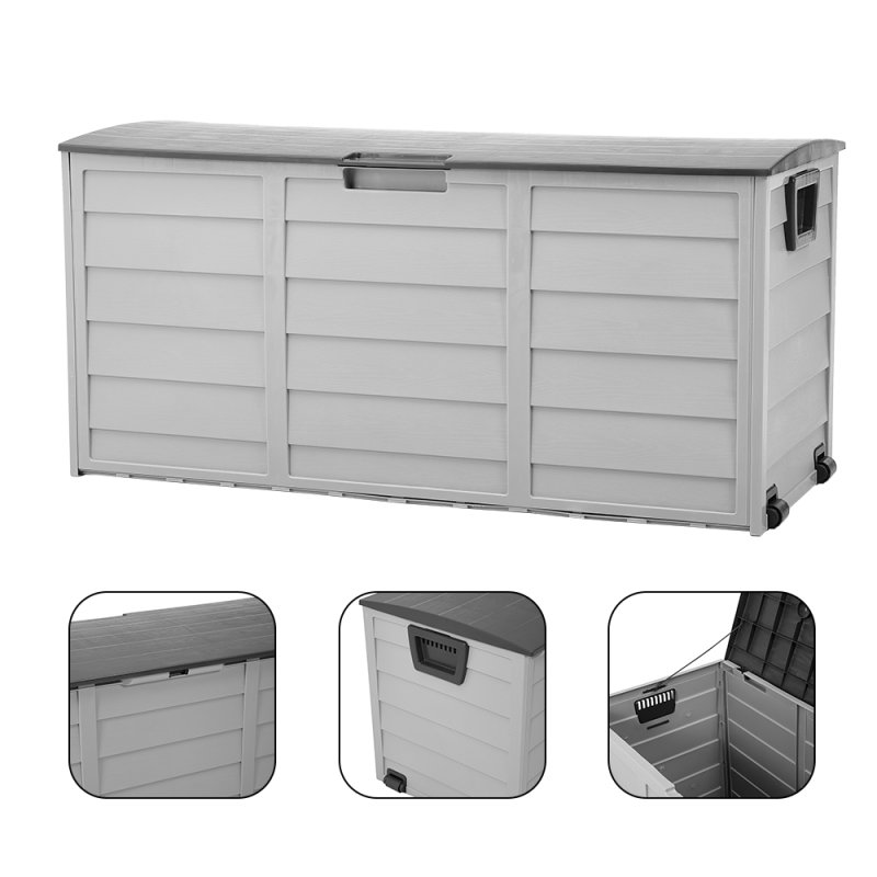 Living and Home 290L Waterproof Lockable Outdoor Storage Deck Box with Wheels