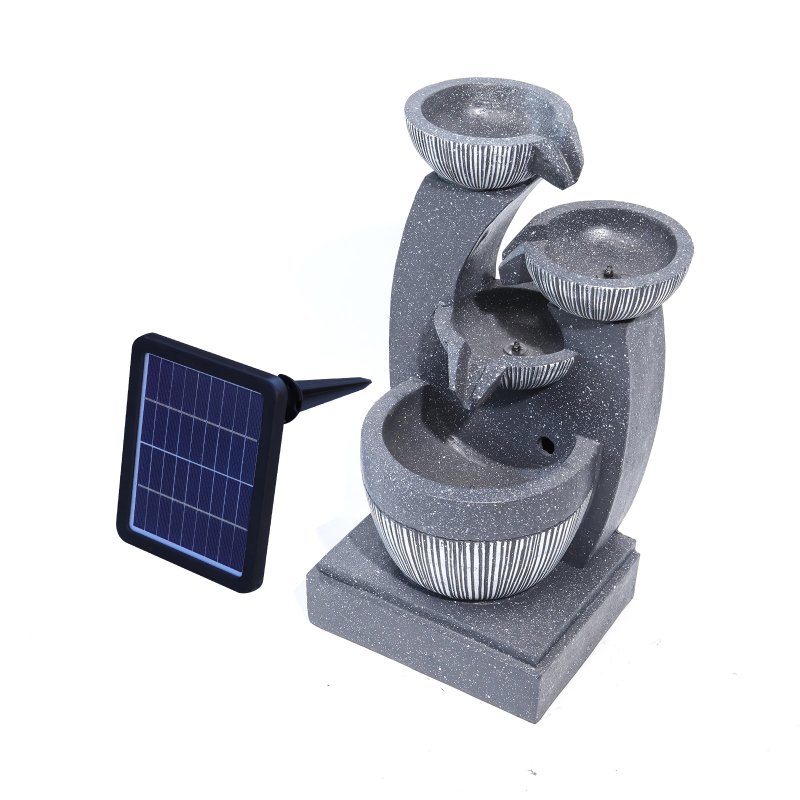 Living and Home 4 Bowls Solar Light Fountain Water Feature with LED Flowing Water Effect Outdoor