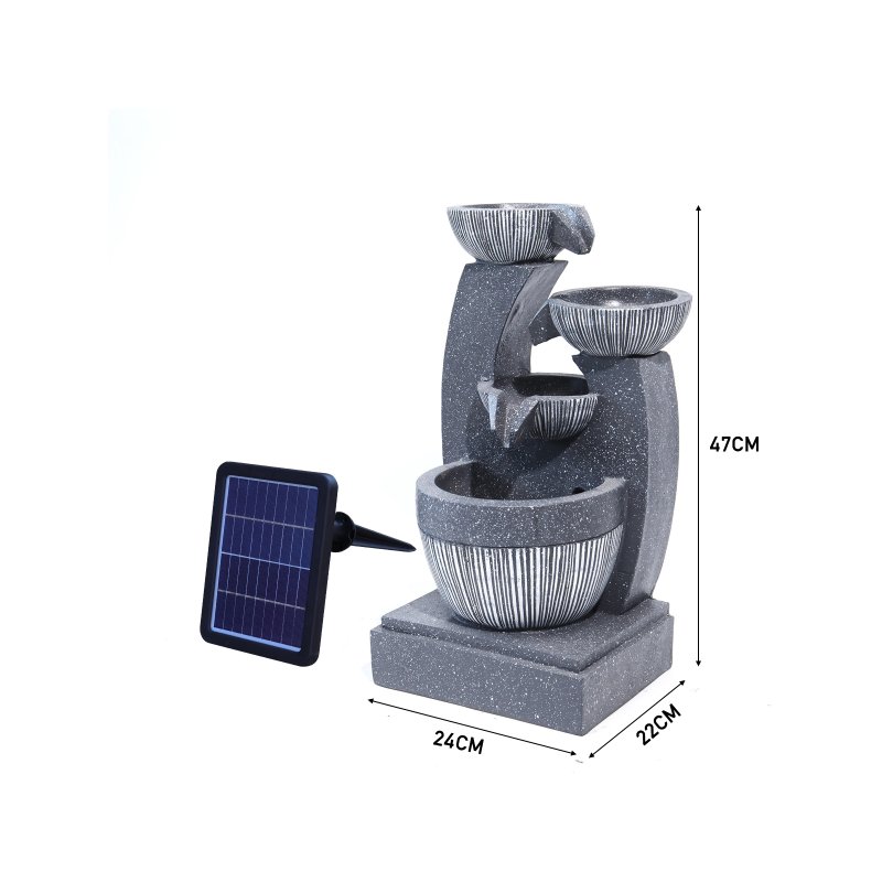 Living and Home 4 Bowls Solar Light Fountain Water Feature with LED Flowing Water Effect Outdoor