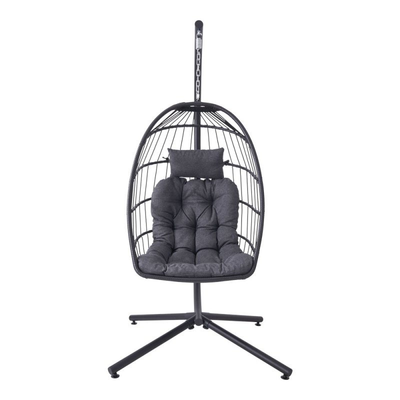Egg-Shaped Hanging Chair with Soft Cushion & Headrest