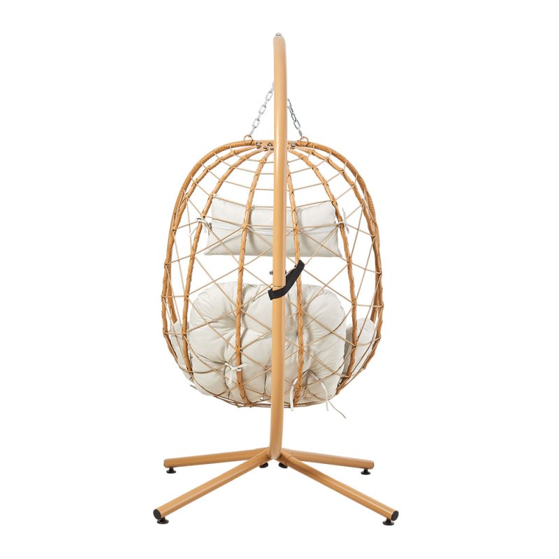 Egg-Shaped Hanging Chair with Soft Cushion & Headrest