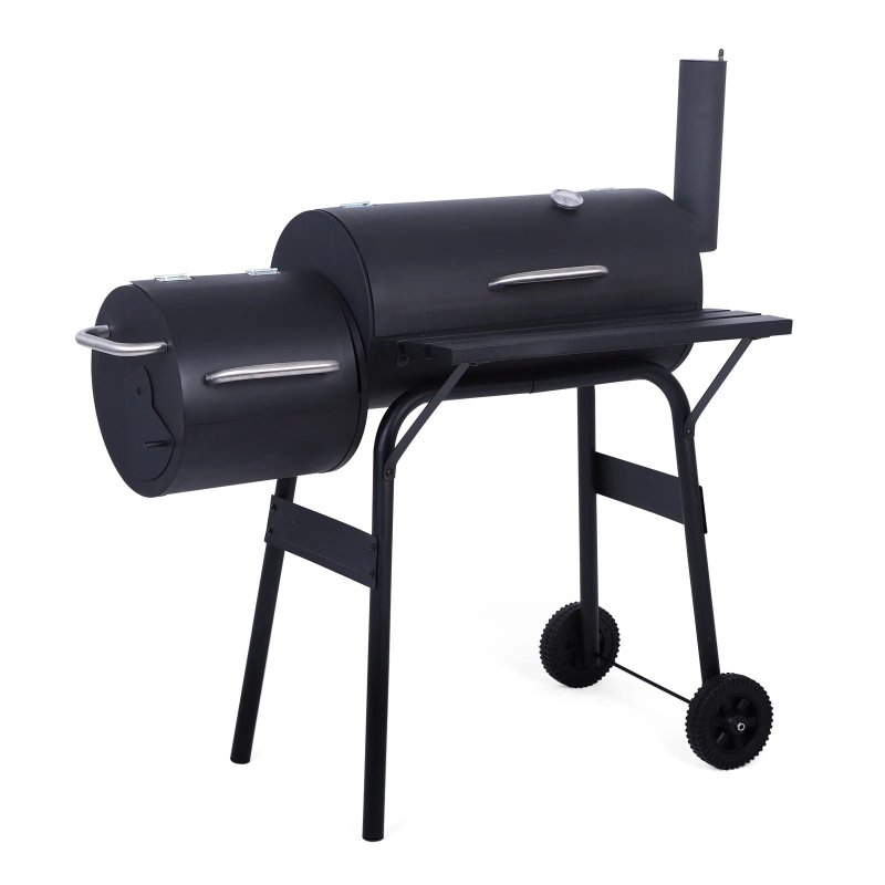 Living and Home Portable Outdoor Charcoal BBQ Grill with Offset Smoker