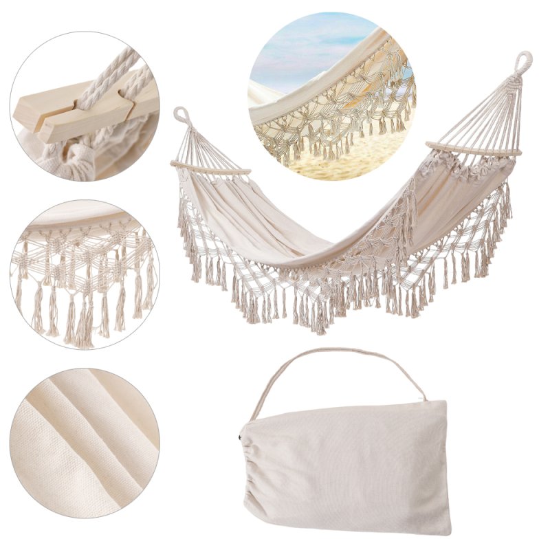 Camping Hanging Canvas Hammock with Balance Spread Bar