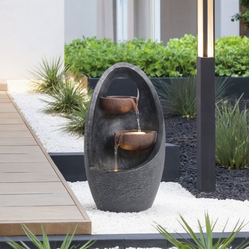 Living and Home Outdoor Creative Egg Shape Water Feature Fountain Electric