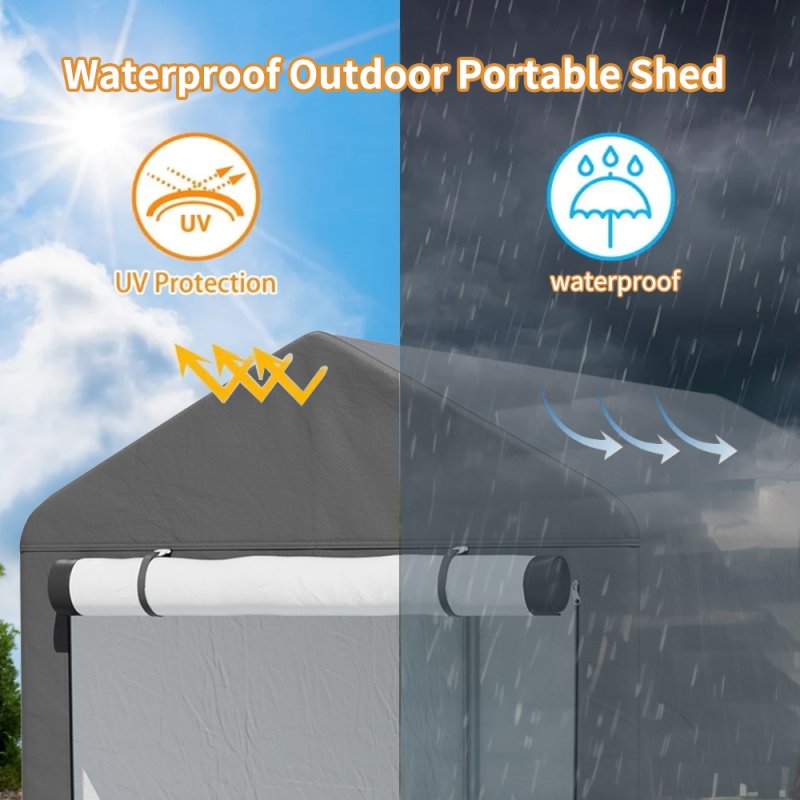 Dark Grey Galvanized Tube Storage Shed