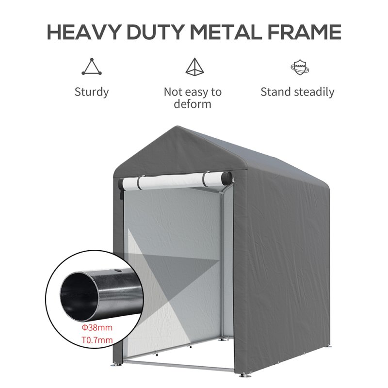 Dark Grey Galvanized Tube Storage Shed