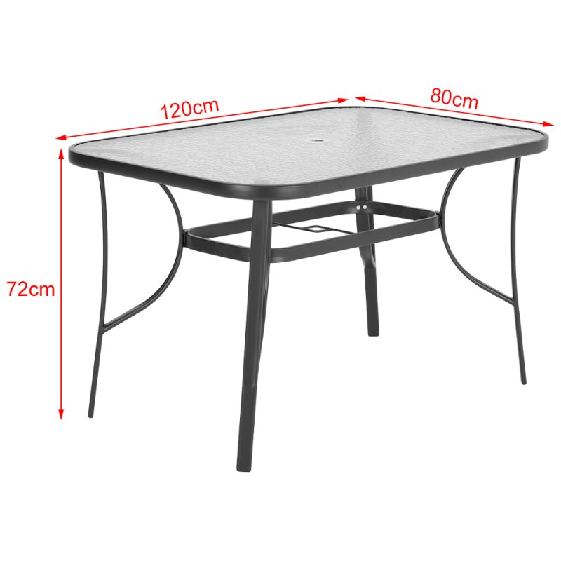 Tempered Glass Outdoor Coffee Table with Parasol Hole