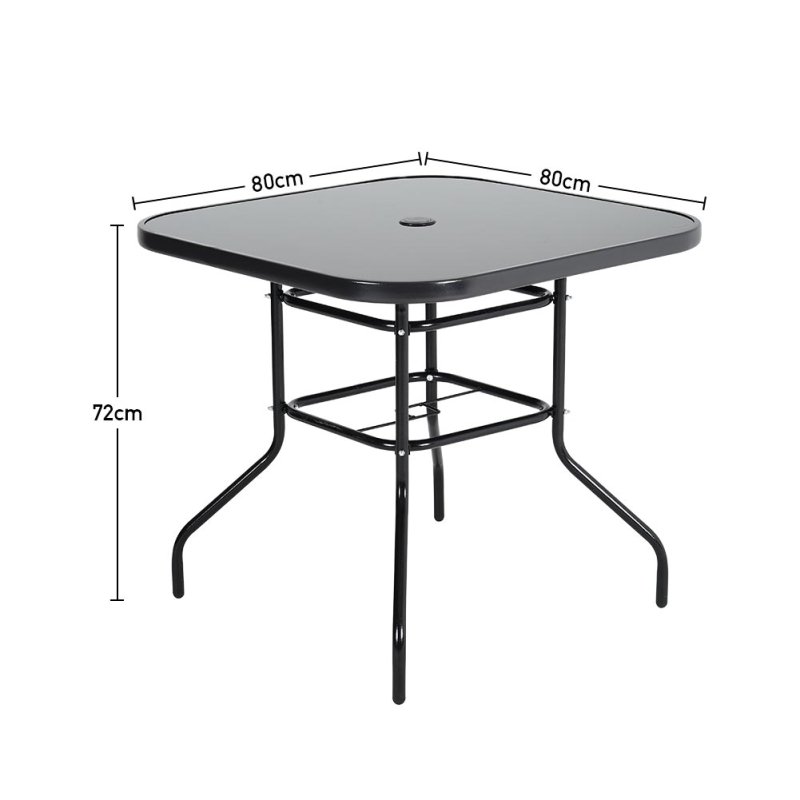 5-Piece Outdoor Tempered Glass Garden Table with Four Rattan Chairs