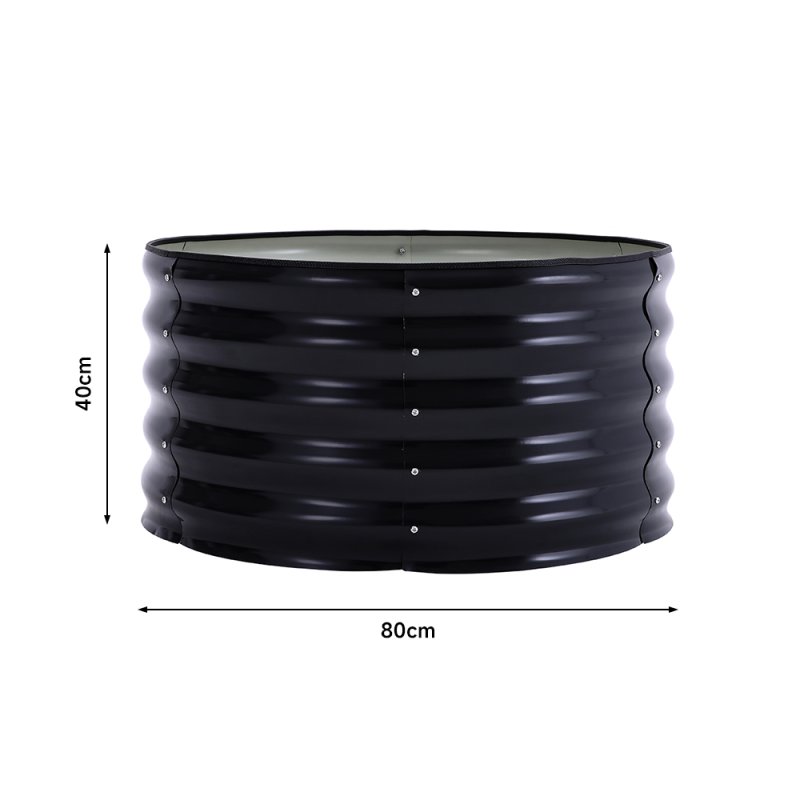 Living and Home Round Galvanized Steel Raised Garden Bed 80cm Dia x 40cm H, Anthracite