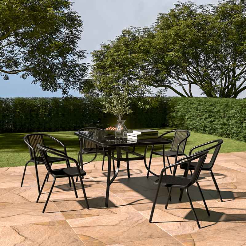 7PCS Garden Patio Dining Table&Chairs Set Outdoor Sturdy Furniture Set