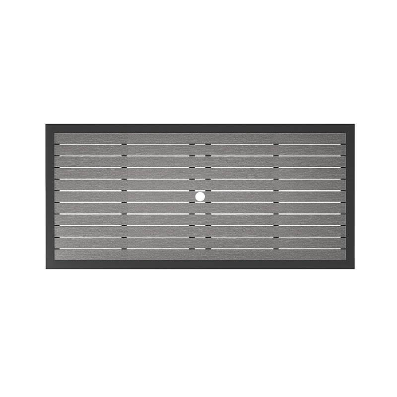 150cm Rectangular Outdoor Dining Table with Parasol Hole Grey